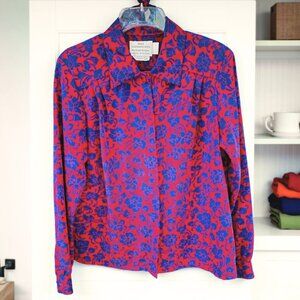 Miss Sophisticates Pendleton Red & Blue Floral Blouse